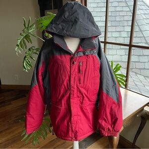 LL Bean Men’s Red & Grey Hooded Ski Parka